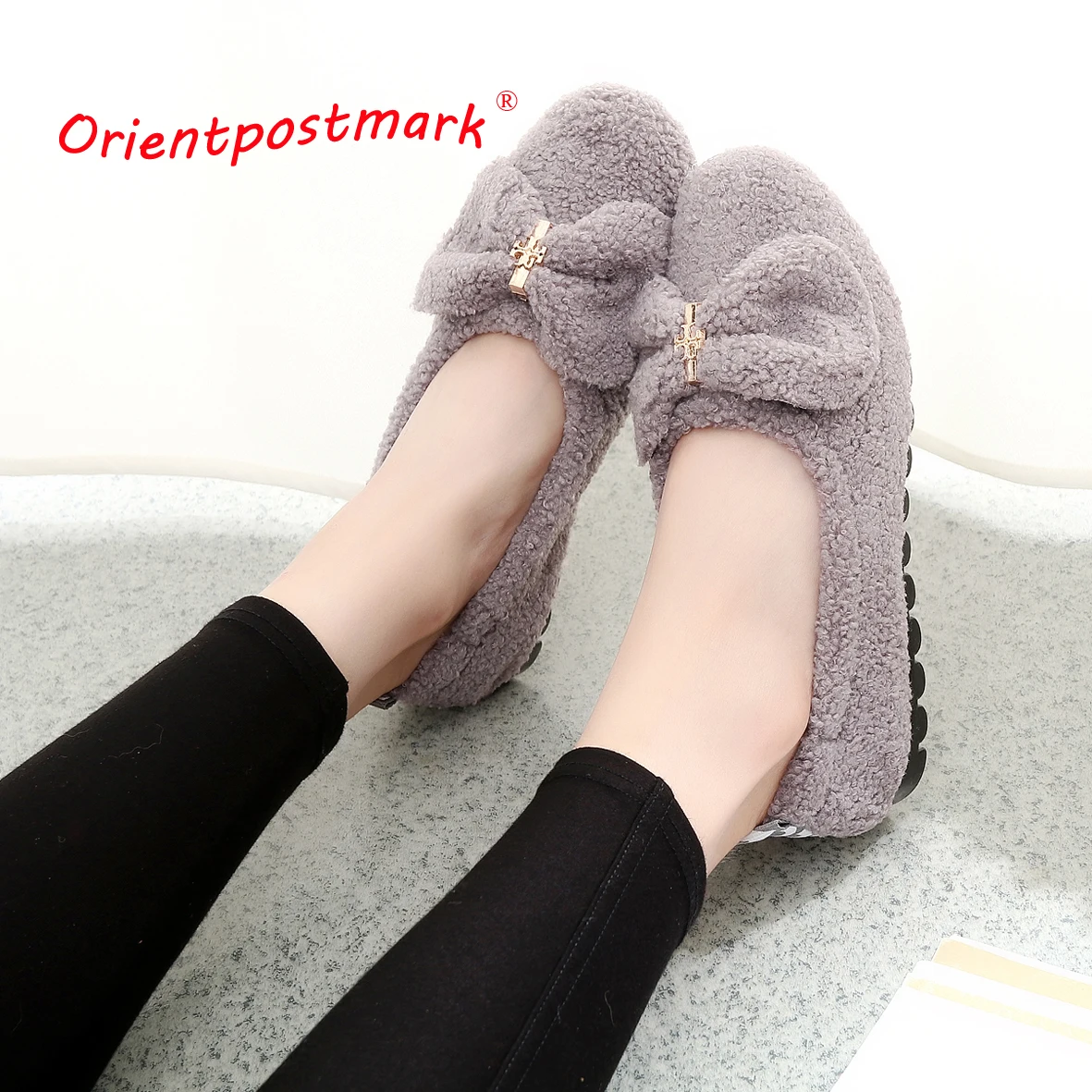 

Orientpostmark Women Shoes Ballet Flats Adult Coral Velvet Shoes Women Soft Bottom Soft Surface Women's Pregnant Flat Shoes Boat