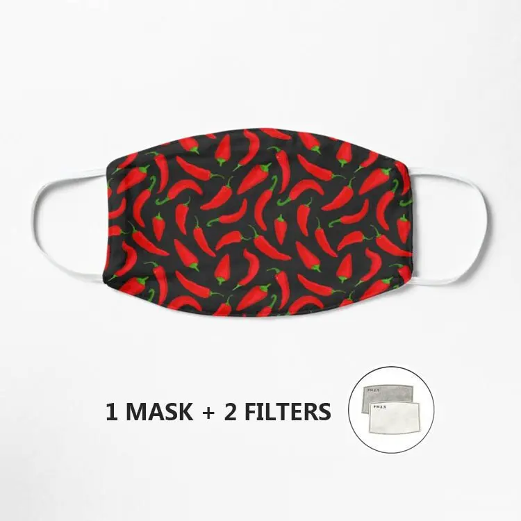 

Красная маска с рисунком перца чили Пылезащитная хлопковая маска для лица