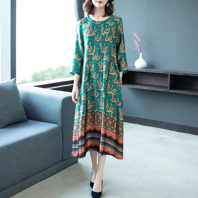 Women Summer Dress 2020 Silk Beach Boho Elegant Plus Size Floral Midi Womens Dresses Casual Vestidos 8910 KJ3932 | Женская одежда