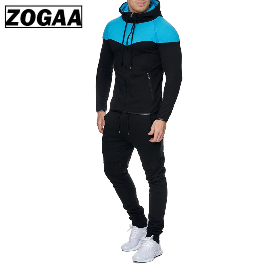 

ZOGAA 2021 New Men 2 Parts Sporting Suit Hoodies Sets Mens Gyms Sportswear Jogger Suit Male Tracksuit Sets Gym Sweat Suit