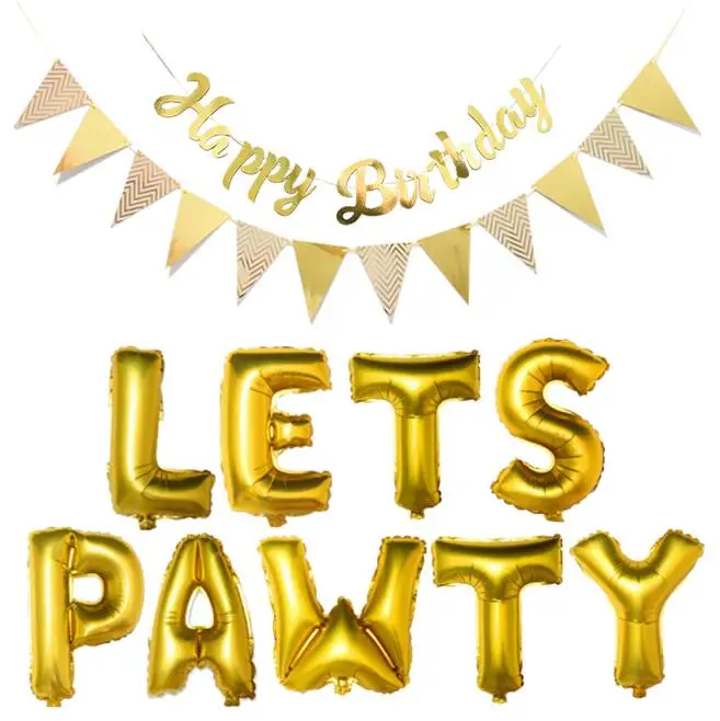 LETS PAWTY фольга Воздушные шары День рождения украшения Дети Алфавит домашние собаки кошки подарок розовый/синий воздушные шары Детские принадлежности для душа - Цвет: 1