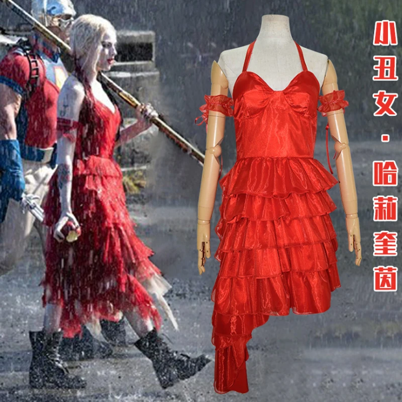Костюм для косплея харли из фильма «самоубийца», женская красная юбка из отряда Квинна на бретелях, пикантный костюм на Хэллоуин, милы...