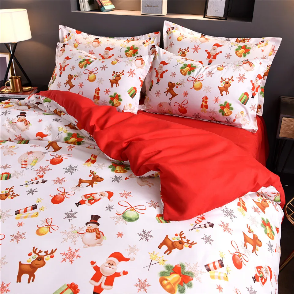Рождественский Комплект постельного белья пододеяльник с наволочками Санта