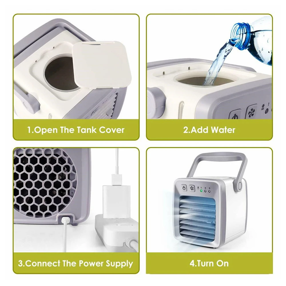 

Portable Mini Air Conditioner Fan Personal Space Fan Cooler USB Humidifier Home Air Conditioner Easy Way To Cool Fan For Home