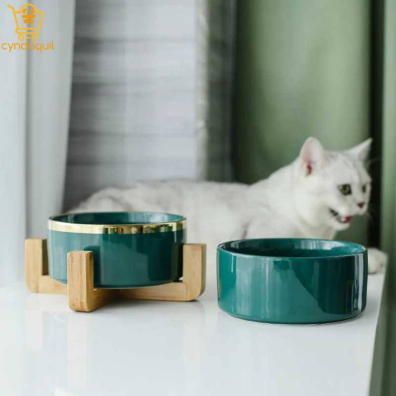 

Cat Dog Feeders Bowl Ceramic Pets Cats Products for Pets Small Dog Bowls With Stand Drinker for Cats Feeder Luxury Glass Bowls