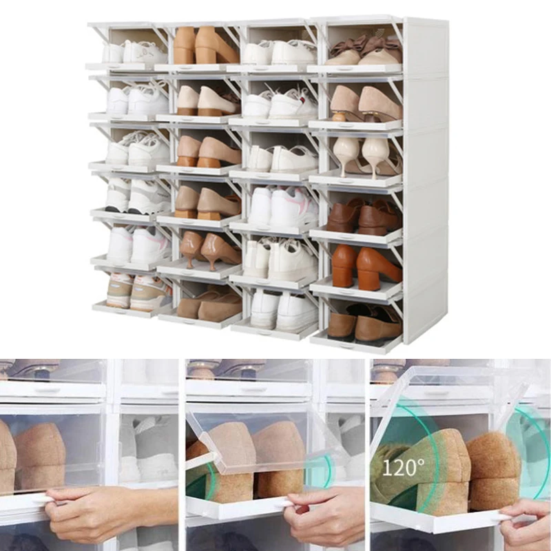 Новый Выдвижной ящик для обуви складной органайзер пластиковый Штабелируемый