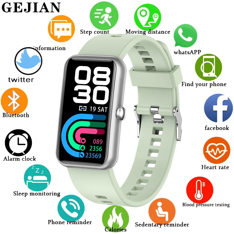 

GEJIAN New Ladies Smart Watch Women IP68 Waterproof Heart Rate Monitor Call Reminder Bluetooth Smartwatch Men For Ios Android