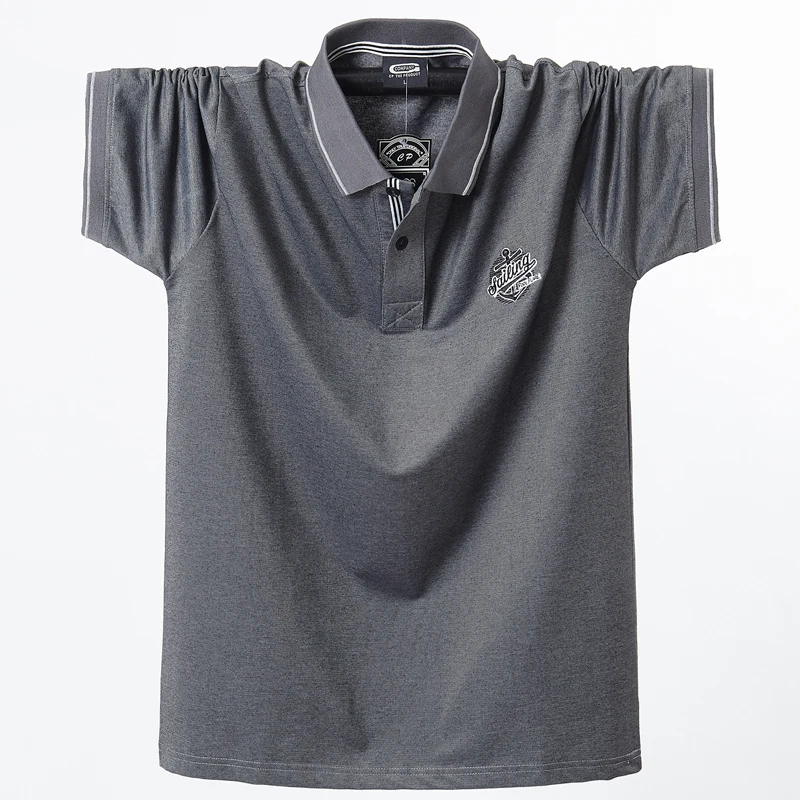 

Мужская Однотонная рубашка-поло с полосками по бокам, размеры до 6XL