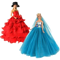 fashion beautiful doll clothes evening party dress princess dress 2 pieces set for barbie kids toys dolls accessories dollhouse