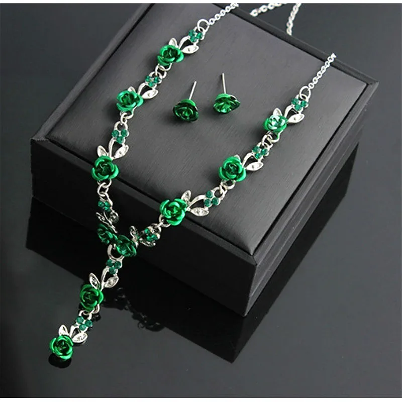 Комплект из колье и серёг с подвеской в виде Розы | Украшения аксессуары