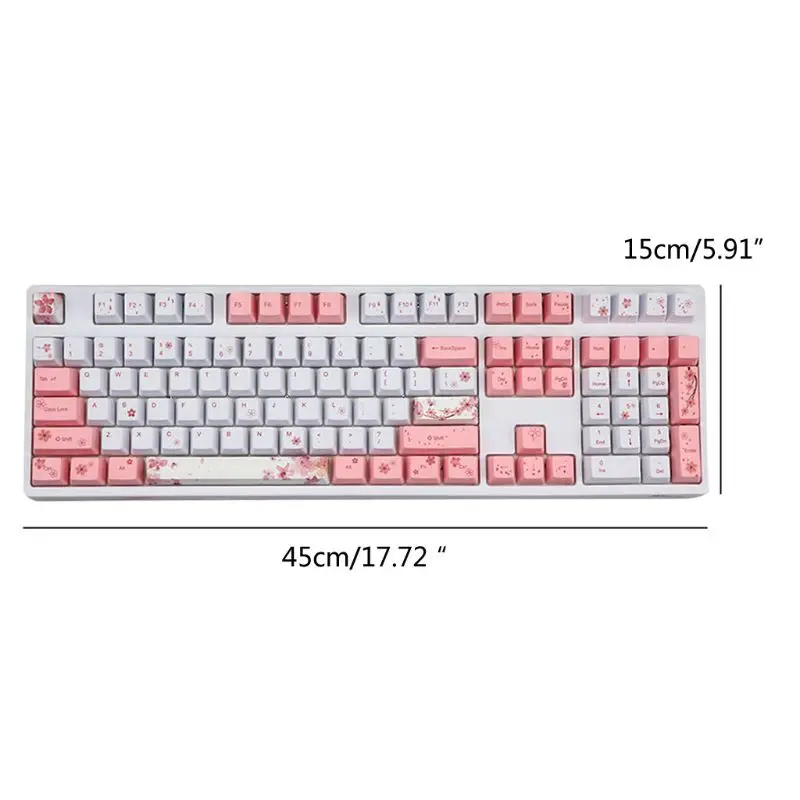 

122 Keys OEM PBT Keycaps Full Set Mechanical Keyboard Keycaps PBT Dye-Sublimation Cherry Blossom Keycaps C26