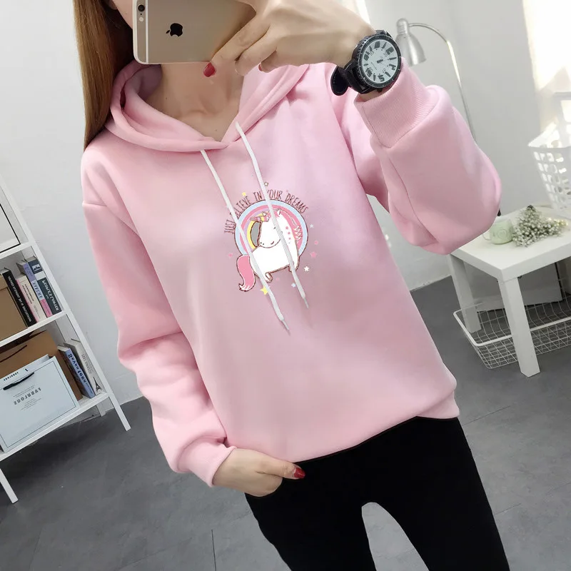

Korean Fashion Winter Pullovers Cartoon Printed Tops Female Long Sleeve Hooded Casual Ladies Oversized Hoodies Women Sweetshirts
