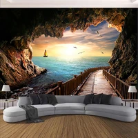 cave path ocean tapestry landscape wall hanging room decoration living room bedroom background thin wall cloth carpet ceiling
