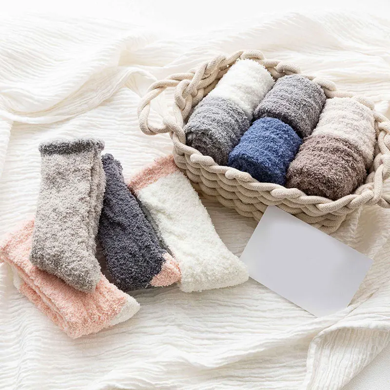 Милые коралловые бархатные розовые носки без пятки осенне зимние женские