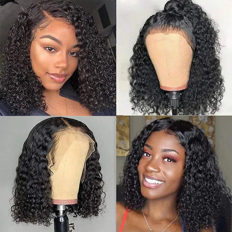 Short Curly Bob Wigs Brazilian hairCurly Human Wigs For Black Women Pre Plucked with Baby Hair 150% Density Wig