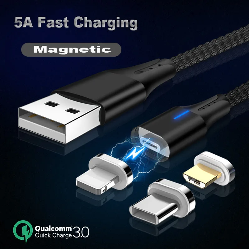Micro USB C Магнитный кабель 5A супер быстрая зарядка Телефон Type магнитное зарядное
