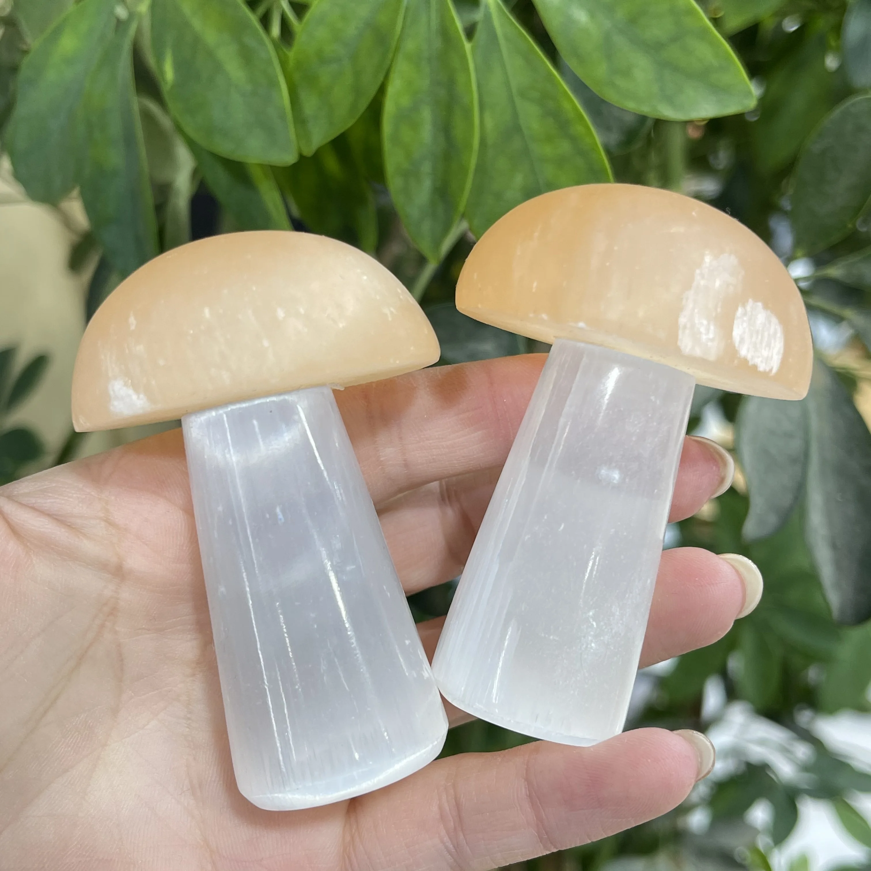 

Natural Selenite Crystal Quartz Polished Mushroom Reiki Gypsum Crafts Decoration