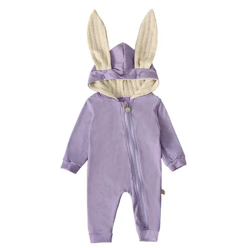 Зимняя теплая верхняя одежда с заячьими ушками для малышей комбинезон капюшоном