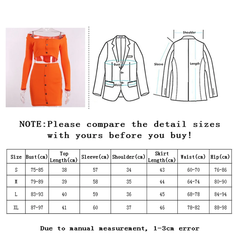 

Zoulv Women Spring Summer Button Skinny Slash Neck Crop Tops Sexy Mini Skirts Elastic Orange Knitted Off Shoulder 2 Pieces Set