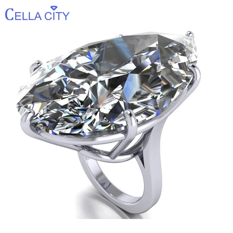 Cellacity классическое большое кольцо с камнями для женщин серебро 925 ювелирные
