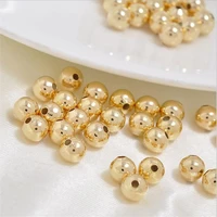 23456mm gold color plated brass round glossy ball beads spacer beads for diy jewelry making findings accessories