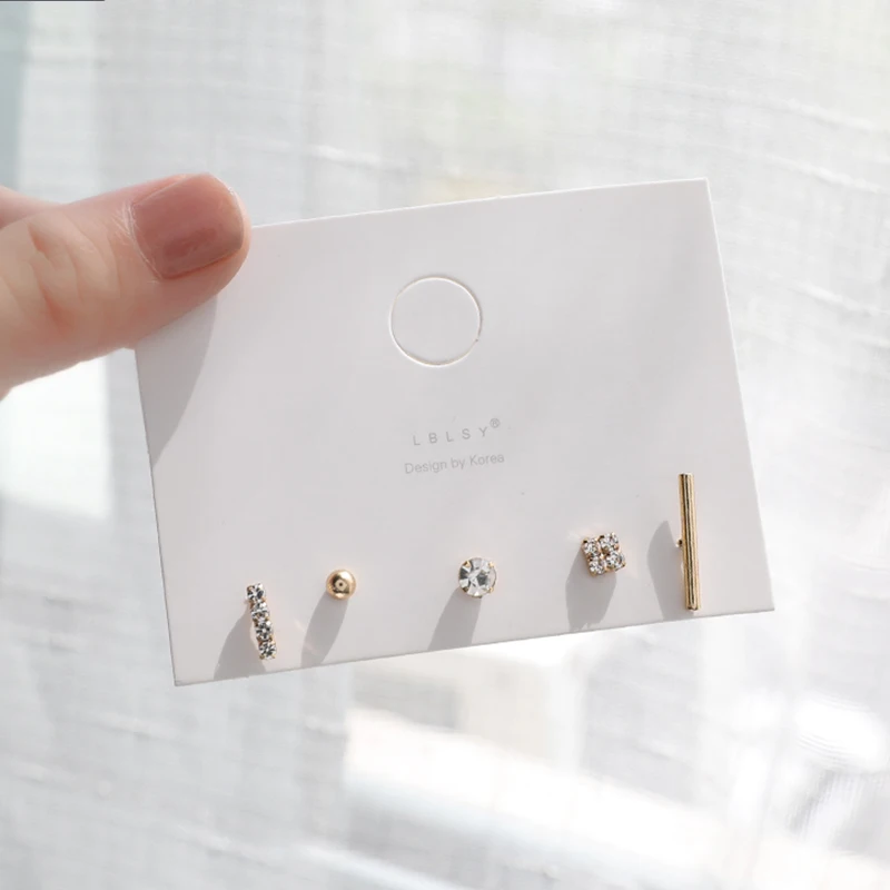 

Small And Versatile Five-Piece Earrings Korean Temperament Simple Personality New Trendy Net Red Earrings Earrings Women