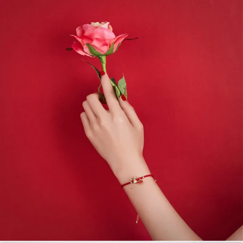 

2021 New Bracelets For Women Lucky Red Rope Bracelet Handmade Woven String Bracelet Couple Jewelry Mother's Day Gift Zircon Lnl