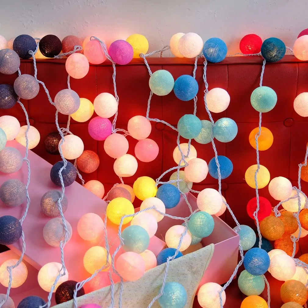 

20pcs/set Cotton Ball Wave String Lights Fairy lamp LED Battery Powered Lighting Party Wedding Holiday Music Festival Decor Sale