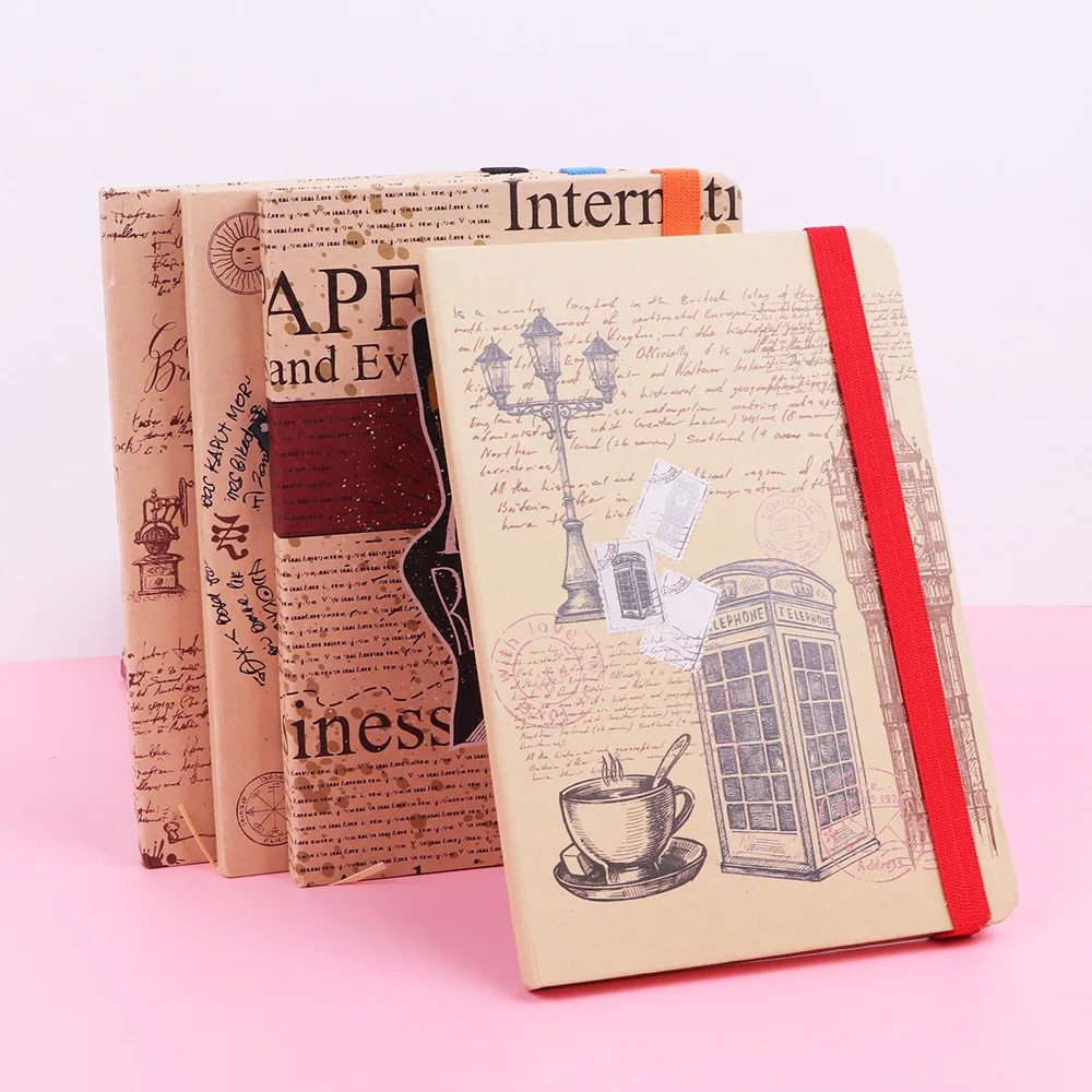

Kraft Paper Premium Hard Cover Notebook Journal A5 A6 Notepad Ribbon Bookmark Extra Thick Ink Proof Office School Stationery