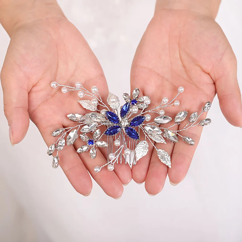 Свадебные аксессуары для волос синяя расческа Повседневные Головные уборы