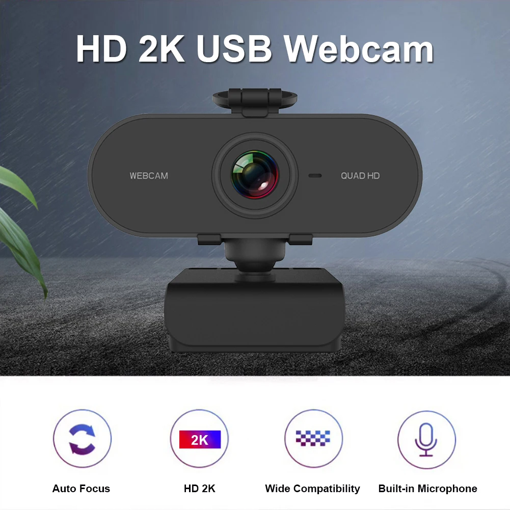 

Webcam with Built-in Microphone USB HD 4MP 2K Web Camera w/ Privacy Cover Tripod for Office Caring Computer Supplies