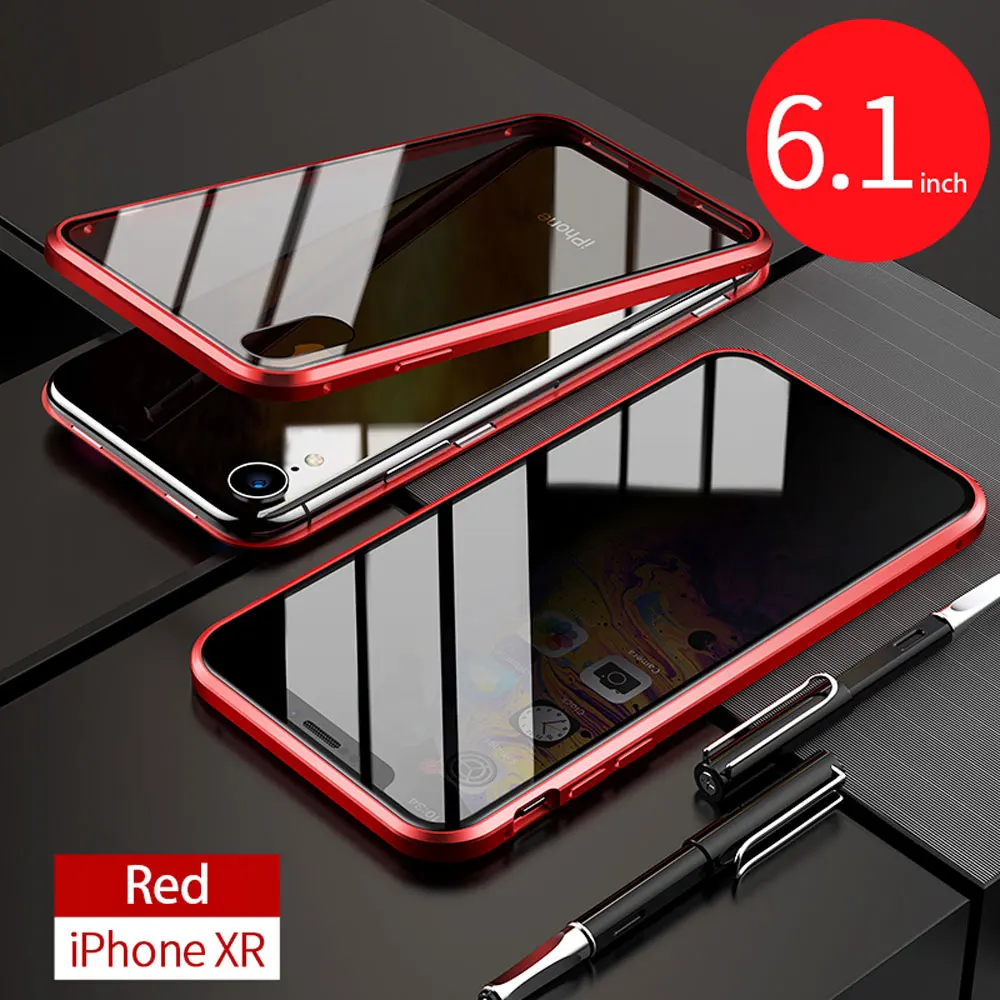 Магнитный чехол 360 градусов для IPhone X XS MAX 7 6 6splus 8 PLUS, двухсторонний, полный ударопрочный защитный прозрачный чехол