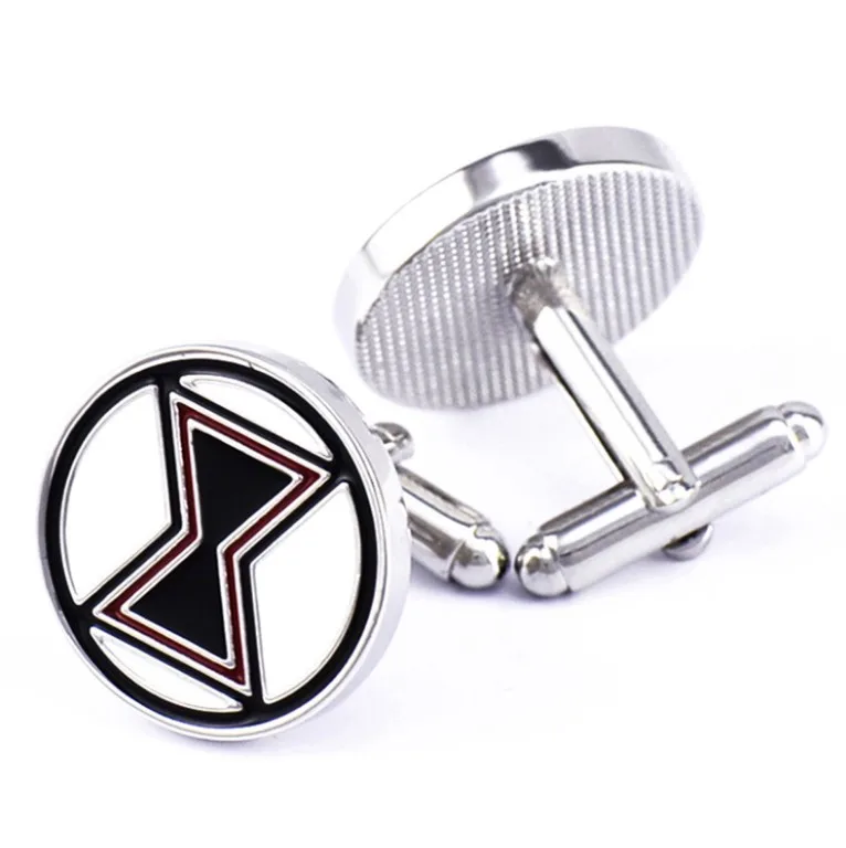 

Men's Black Widow Cufflinks Novelty Superheroes Design White Color Round Cuff Links Wholesale & Retail