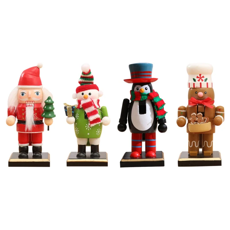 

Christmas Wooden Nutcracker Figurines Christmas Decorations For Home Xmas Desktop Decoration Ornaments Santa Snowman Puppet Gift