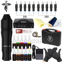 tattoo kits complete tattoo machine set with power supply pigments piercing needles for permanent makeup professional tattoo pen