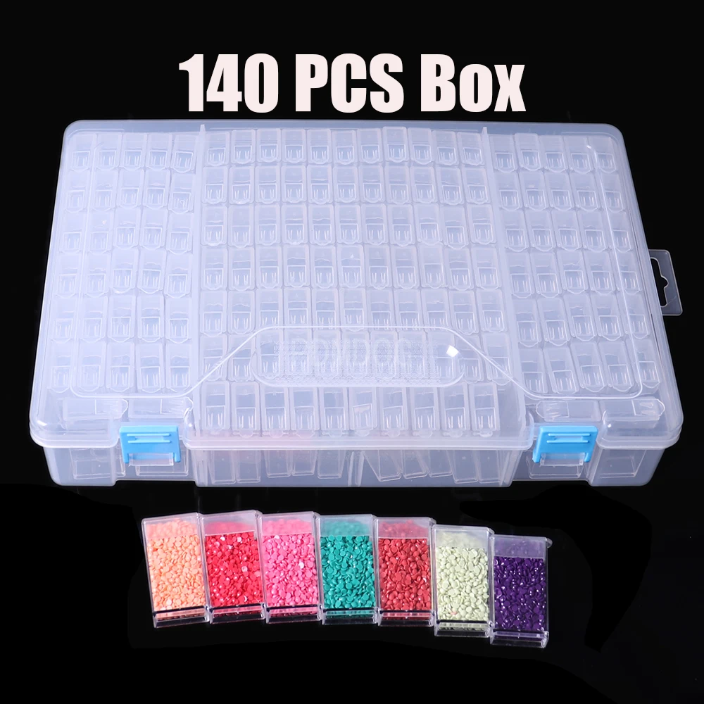 

56/140 Slots Plastic Storage Box Diamond Painting Kits Nail Art Rhinestone Tools Beads Storage Boxes Case Organizer Holder Sale