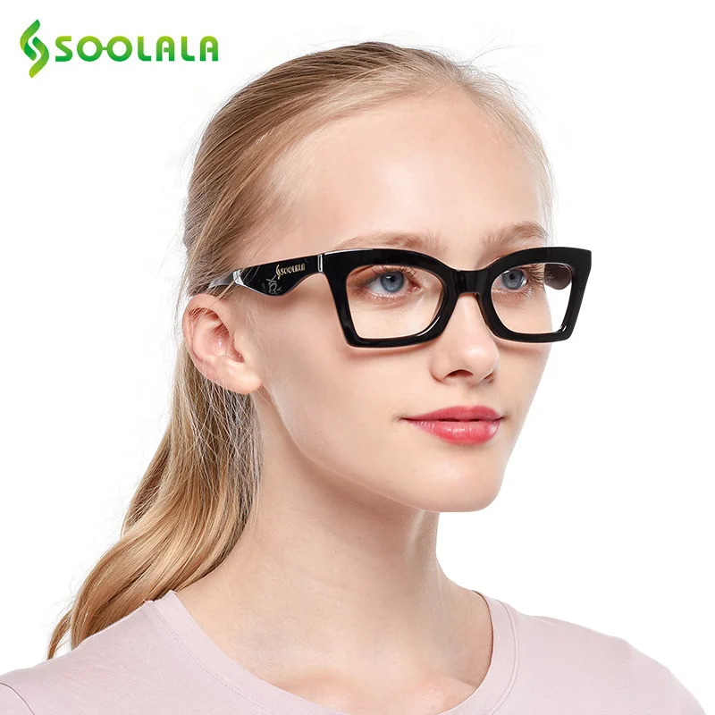 SOOLALA Anti Blue Light Blocking Reading Glasses Tinted Eyewear Butterfly Cateye Prescription Reading Glasses 0.5 1.25 1.75