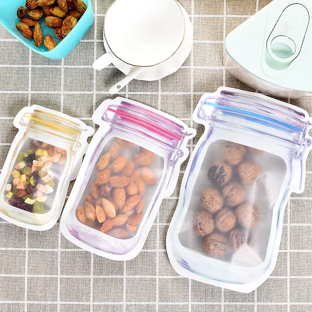 

Reusable Sealed Storage Bag Kitchen Fresh Food Storage Bag Jar Bottles Bags Nuts Candy Cookies Bag Sealed Kitchen Organizer Tool