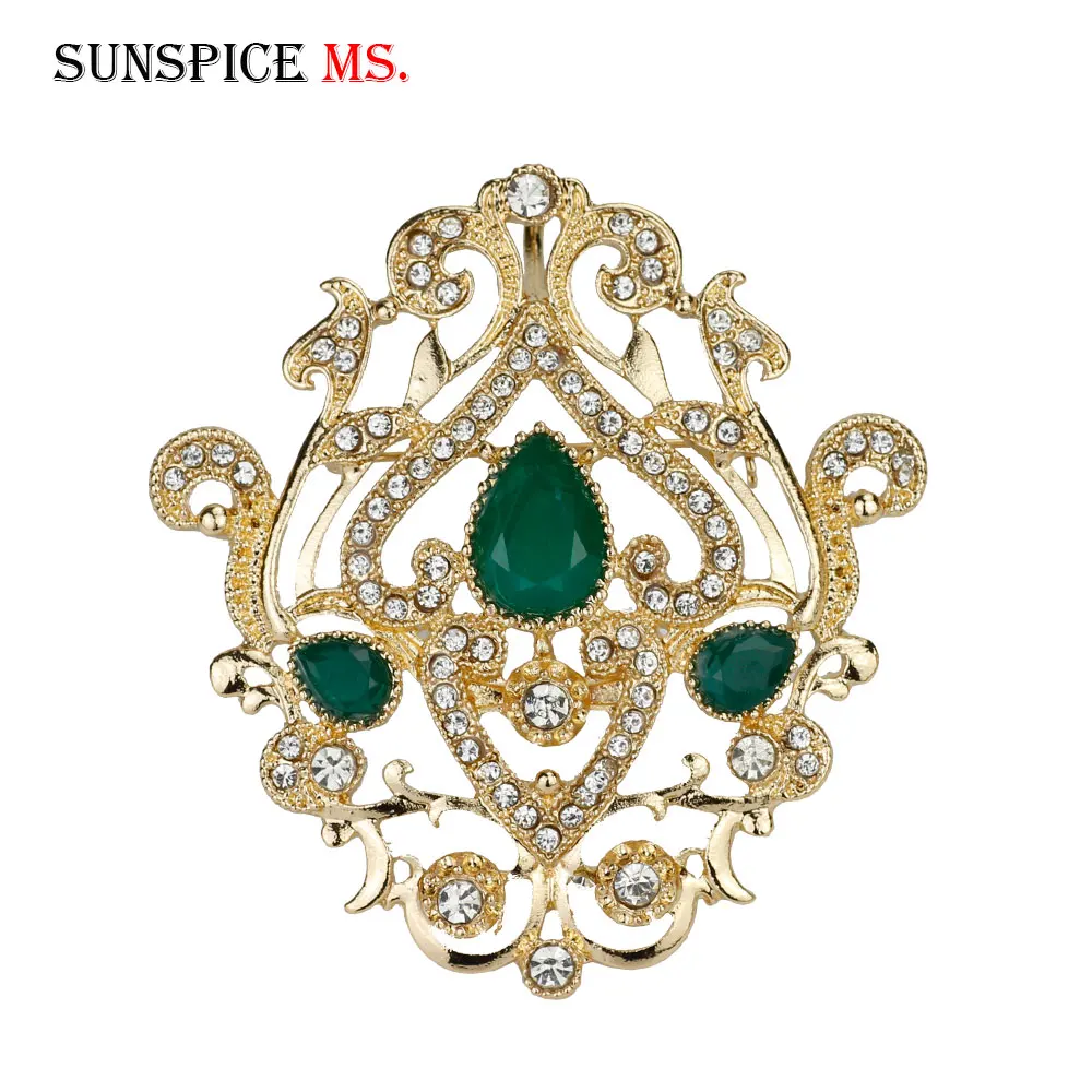 SUNSPICEMS полный стразы серый кристалл цветок брошь булавки Богемия Этнические