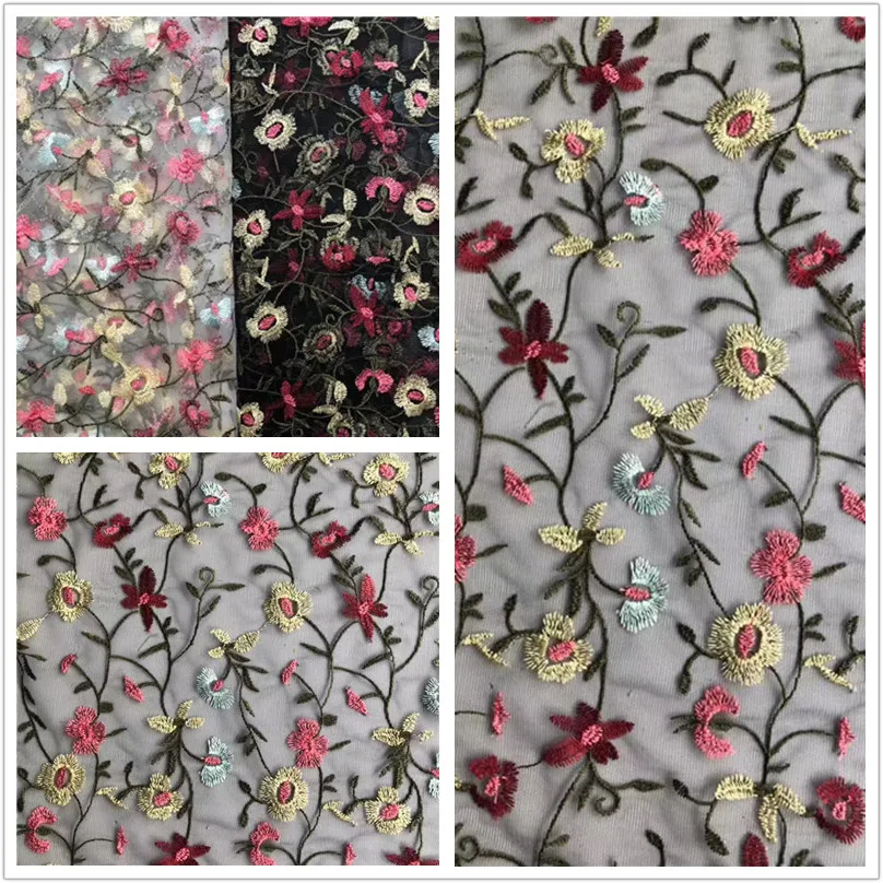 Модная вышитая сетчатая ткань с цветком сливы Распродажа по двору/разноцветная