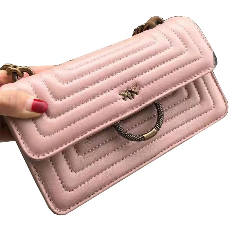 pink Классическая сумка известного роскошного бренда, одноцветная сумка с заклепками, женские сумки-мессенджеры, Оригинальные качественные дизайнерские сумки из натуральной кожи - Цвет: pink