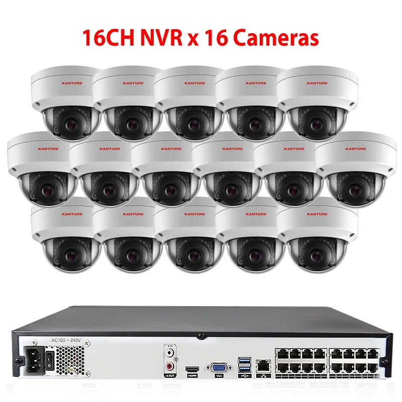 16CH NVR x 16 Camera KANTURE H.265+ CCTV 16CH 5MP POE NVR система аудио 3MP IP66 Антивандальная камера безопасности для помещений и улицы комплект видеонаблюдения - Цвет: 16CH NVR x 16 Camera