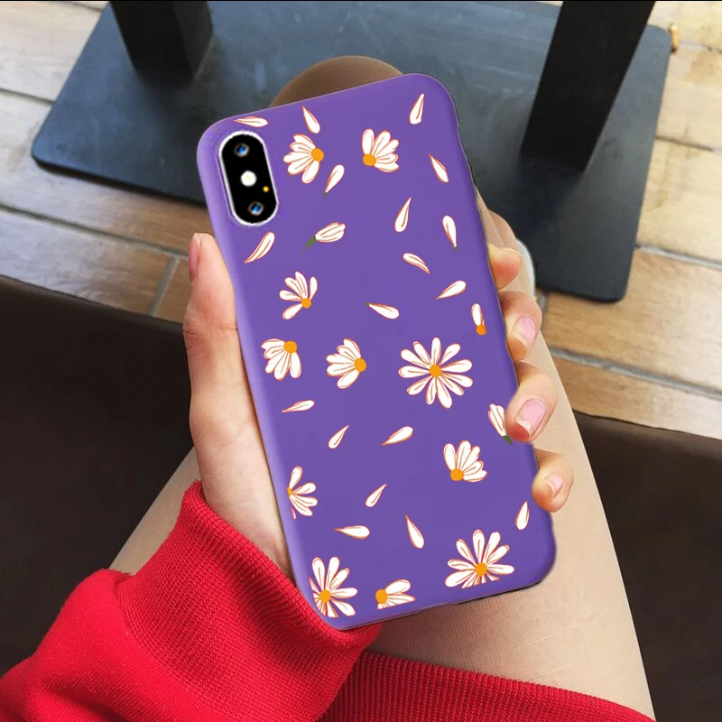 daisy soft silicone case for iphone x xr xs 11 pro max 7 8 6 6s plus 9 se2020 lovely cartoon floral solid color matte back cover free global shipping