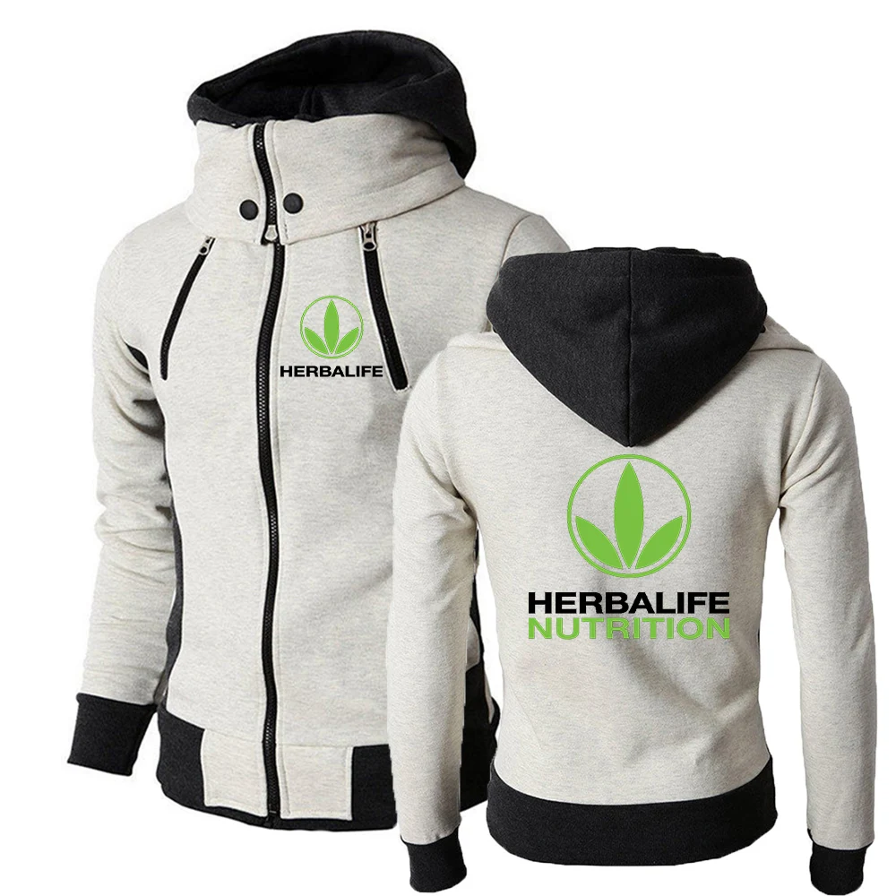 

2021 NEW Spring Autumn Men Herbalife Logo Zipper Hoodies Sportswear Style Sweatshirt Hooded Solid Color Male Wild Coats