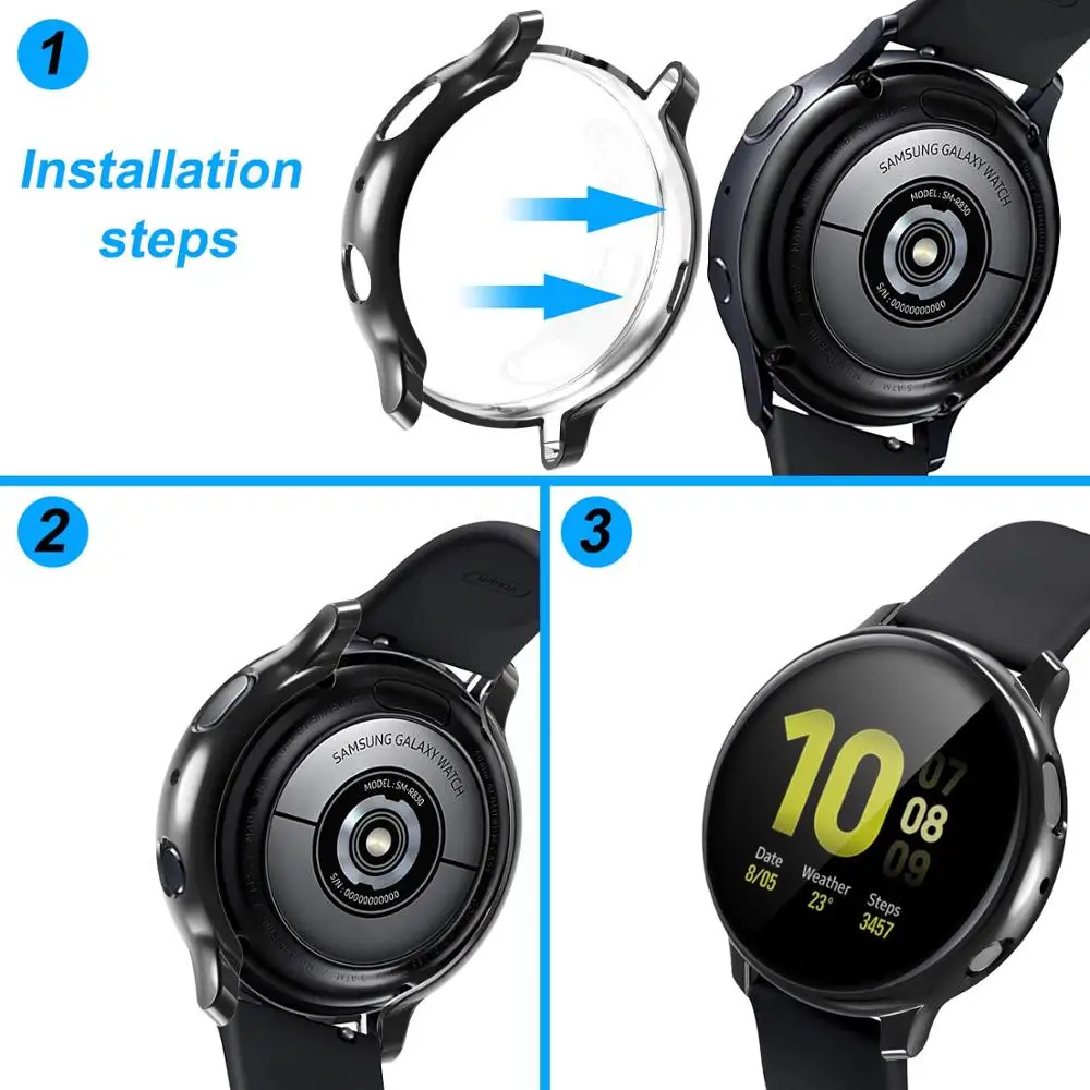Стекло + чехол для Samsung Galaxy watch active2 44/40 мм всесторонний бампер Защита экрана active 2 44