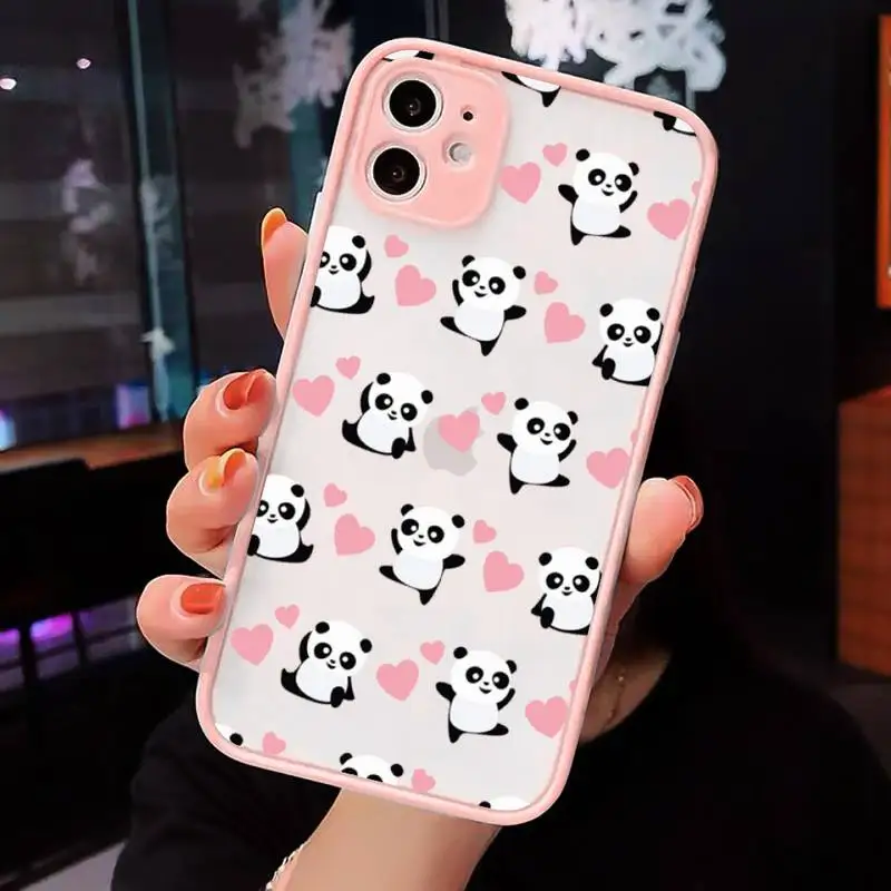 

panda Phone Case Matte Transparent for iPhone 7 8 11 12 s mini pro X XS XR MAX Plus cover funda