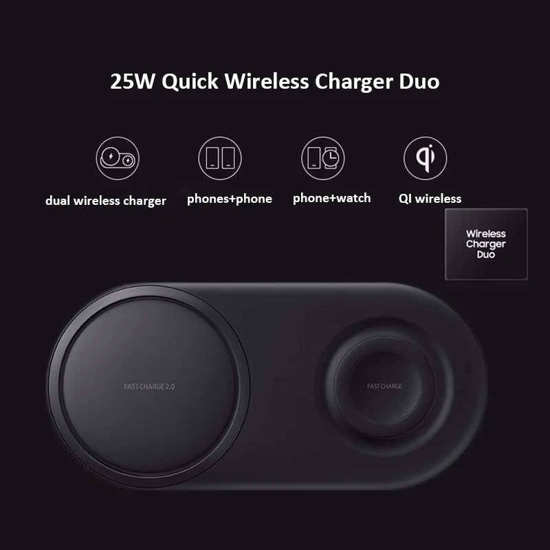 Быстрая зарядка 25 Вт Dual Qi Беспроводное зарядное устройство Duo Pad для Samsung S20 S21 Note 20