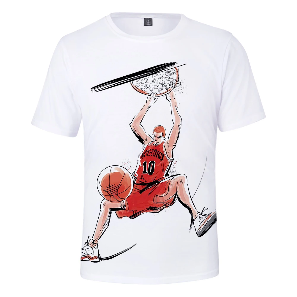 Модная белая футболка с 3D принтом Классическая аниме Slam Dunk для мужчин и женщин