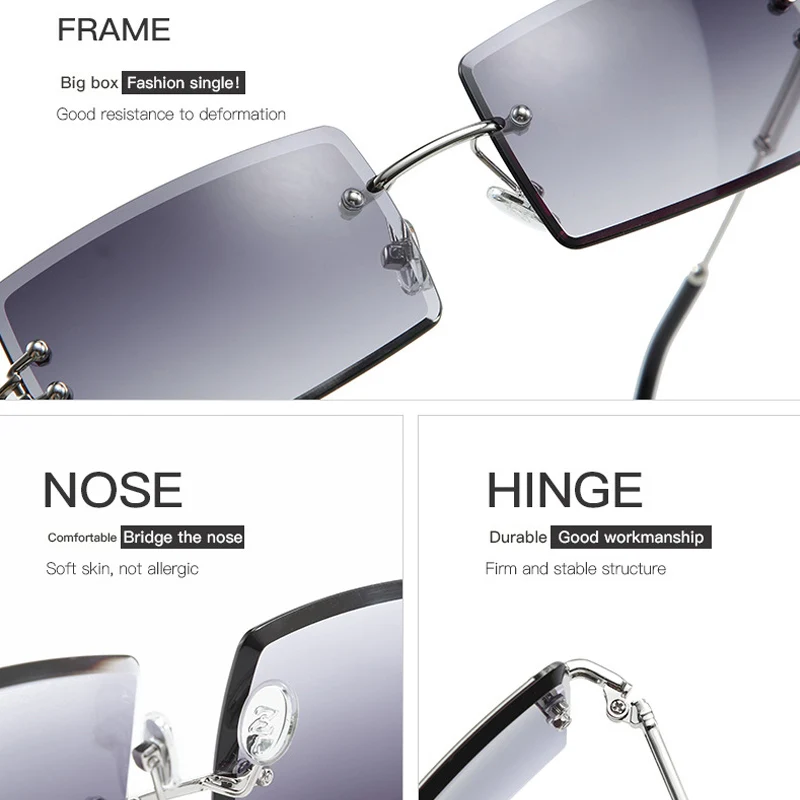 

Small Rectangle Gradient Sunglasses Women Rimless Square Sun Glasses for Ladies 2019 Summer Style Zonnebril Dames Vrouwen Bril