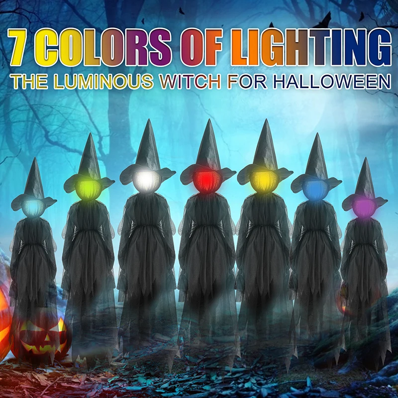 

1pcs Lighted Halloween Witch Decoration Set Sound Voice Control Glow And Sound Haunted House Party Props BV789 Dropshipping